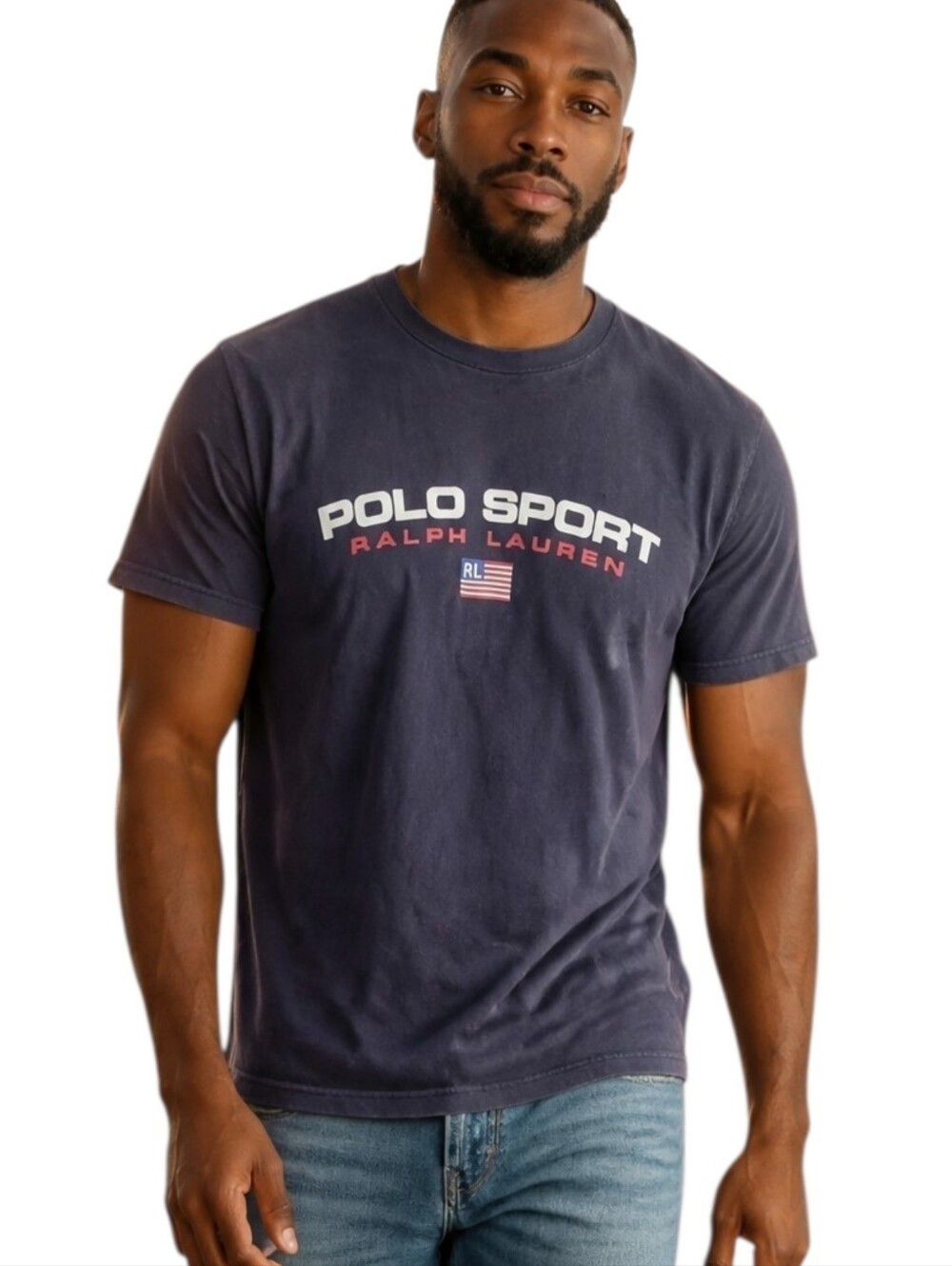 Vintage Polo Sport Fragrances Promo Tee Shirt OSFA 90s Flag Logo Ralph Loren